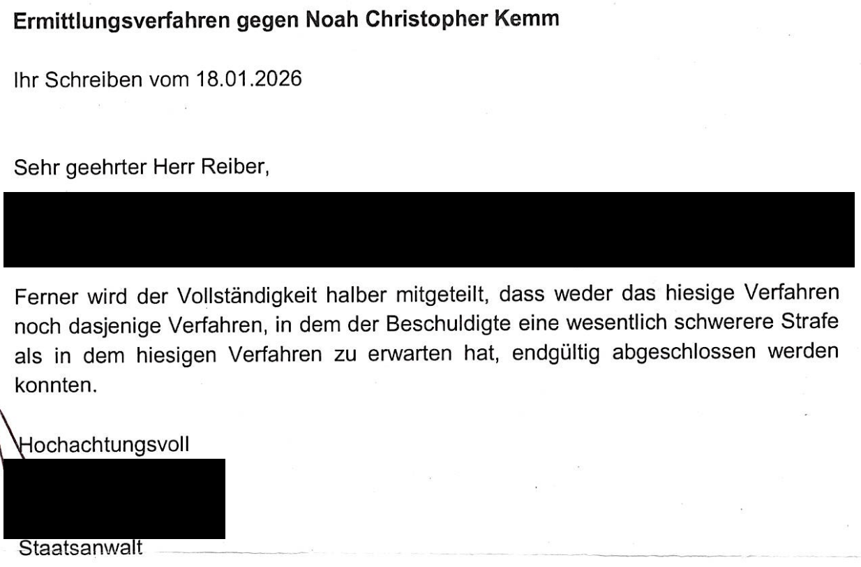 Schreiben Staatsanwaltschaft